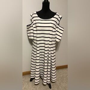 Gabby Skye Black and White Striped Mini Dress